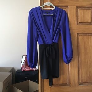 Black and blue long sleeve romper