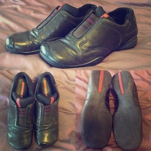 PRADA Brown Leather Slip-Ons! 37.5