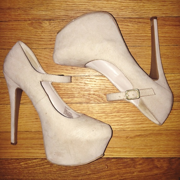 Cream platform mary Jane heels
