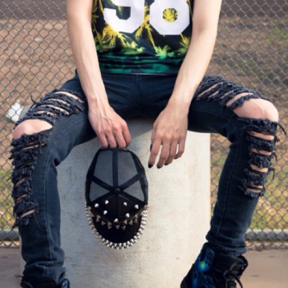 Shredded Black Skinny Jeans Destroyed Punk Trendy