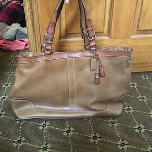 Brown coach tote bag(has a mark on back)