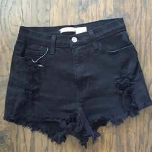 Destroyed Black Highwaisted Festival Shorts