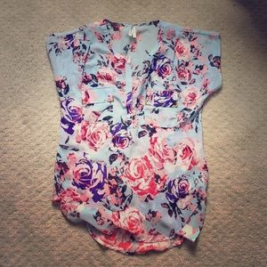 Sheer floral top.