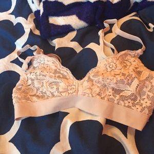 Pink lacy bra let lace is see-through