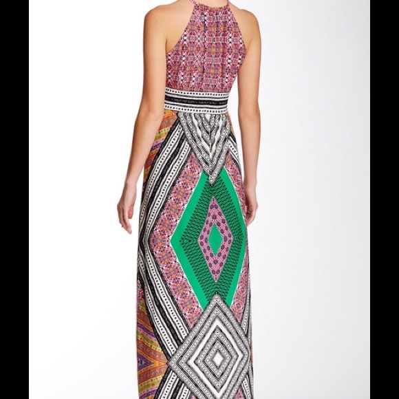 London Times Keyhole Halter Maxi Dress