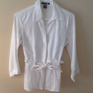 White linen shirt with sash.  Size S