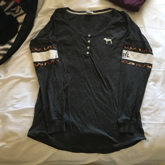 Vs pink Henley with cheetah print