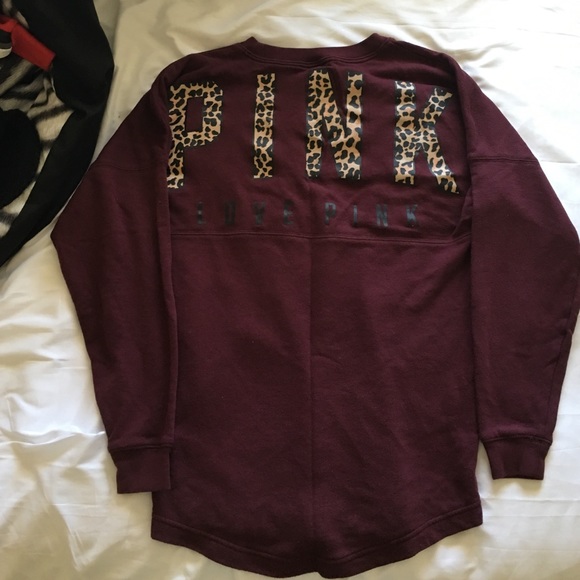 Vs pink maroon crew with cheetah