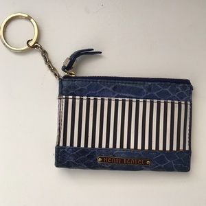 Henri Bendel Blue and Black Stripped Coin Purse