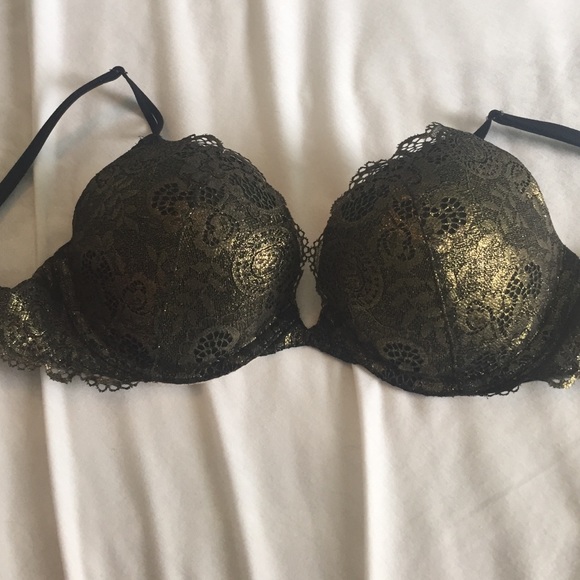 Black and gold lace VS push-up bra 34C