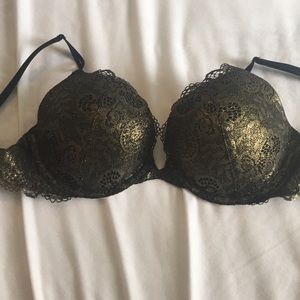 Black and gold lace VS push-up bra 34C