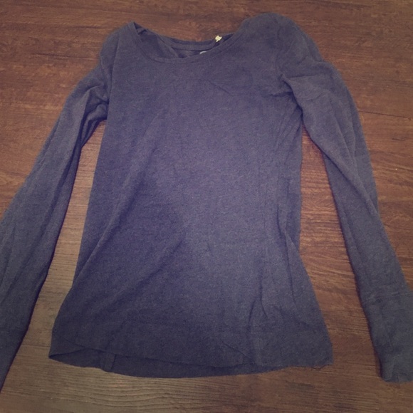 Simple Tight-Fitting Blue Long Sleeve Shirt