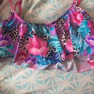 Wet Seal Cheetah Print Flounce Bikini Top
