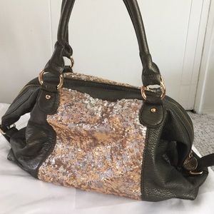 Deux Lux Olive and Gold Sequin Handbag
