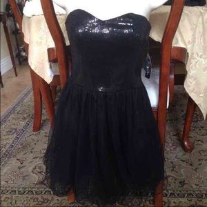 Black, strapless sequin cocktail Graduation dress
