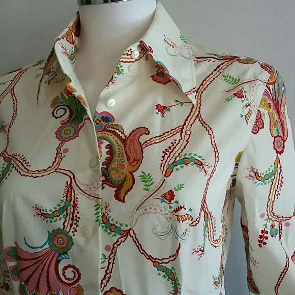 NWOT Hilfiger 100% Cotton Button-down Print Shirt - Picture 1 of 3