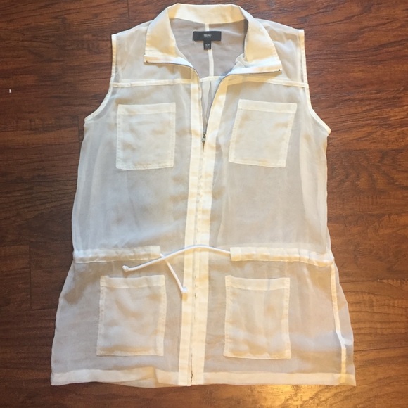 White sheer zip up tank