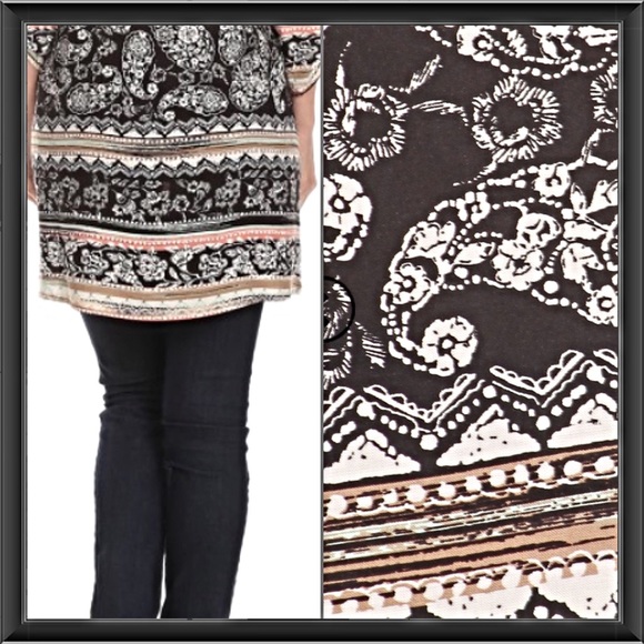 Sold Large Relaxed Paisley Tribal Tunic Dress - Picture 3 of 4