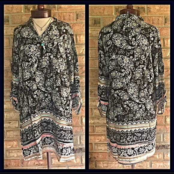 Sold Large Relaxed Paisley Tribal Tunic Dress - Picture 4 of 4