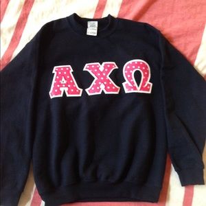 AXO Alpha Chi Omega Lettered Navy Sweatshirt