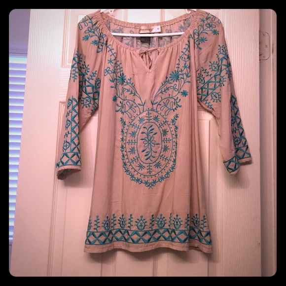Boutique Brown and Teal Tunic