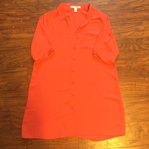 Deep orange button up t shirt