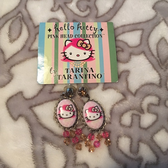 Tarina Tarantino Hello Kitty Pink Head Earrings.