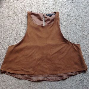 Brown faux like crop top
