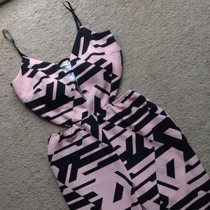NWOT Pink and black patterned jumpsuit