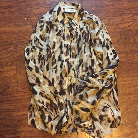 Sheer cheetah button up