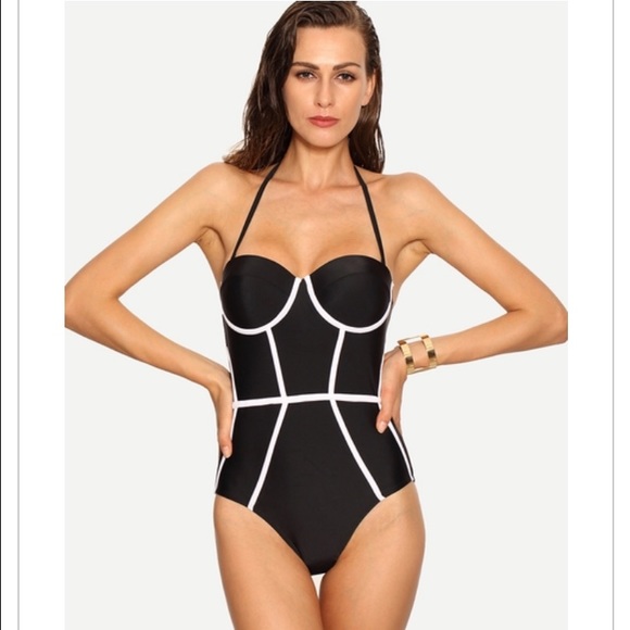 Black & White Sexy Push-up One piece Swimwear