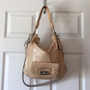 Nude Coach Patent Leather Hobo Purse
