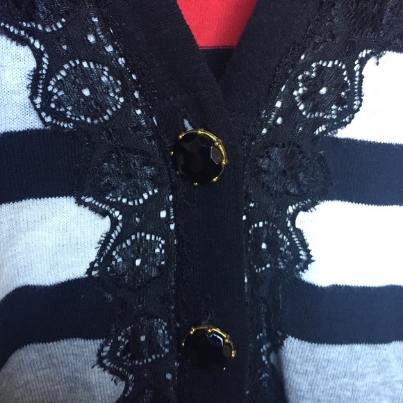 Charlotte Stripe and Lace Cardigan - Picture 2 of 4