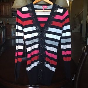 Charlotte Stripe and Lace Cardigan