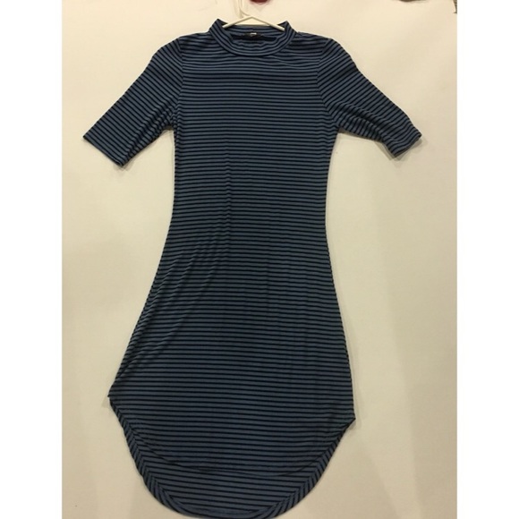 black and blue striped dress