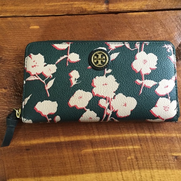 Tory Burch Wallet dark green and floral