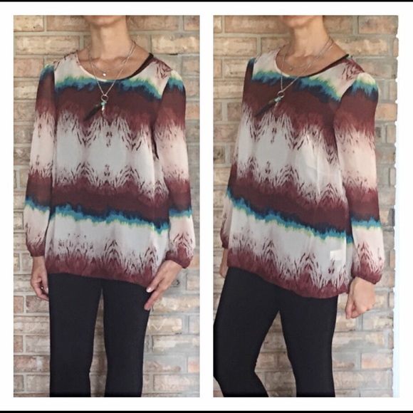 So pretty hippie relaxed tie dye peasant sold top - Picture 3 of 4