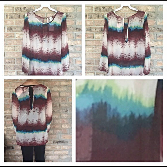 So pretty hippie relaxed tie dye peasant sold top - Picture 4 of 4