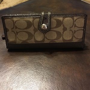 Authentic Brown Slim Coach Signature Wallet