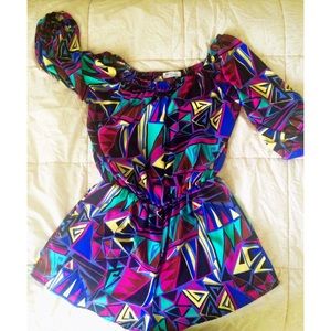 Multi-Color "Boutique" Geometric Pattern Romper