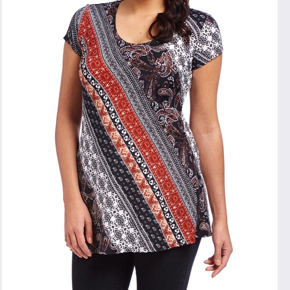 StellaMax Rust Diagonal-Stripe Tunic, Plus Size - Picture 3 of 3