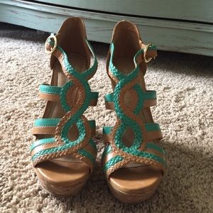 BCBG cork heels