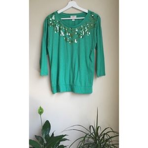 LOFT Mint Sparkle Dolman Tee