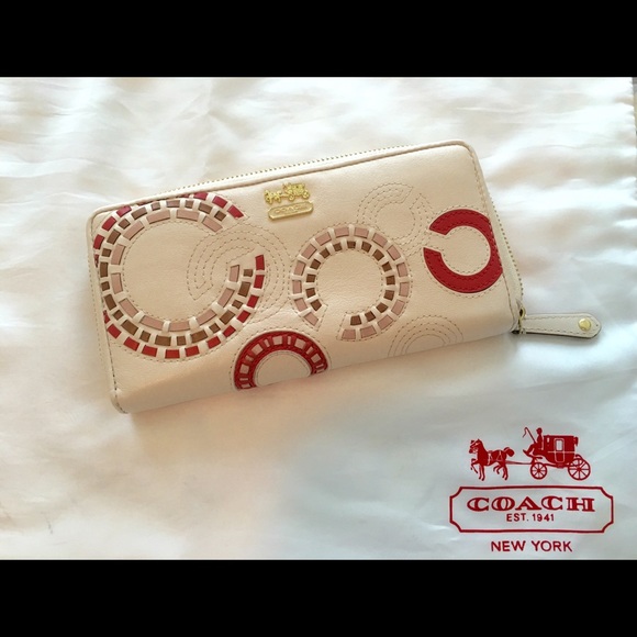 Coach Cream w/Sewn Leather "C" ,detailing.