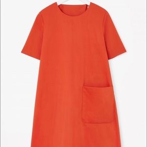 COS orange/rust maxi dress with pleated back