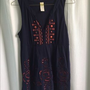 Navy and Orange Top from Anthropologie