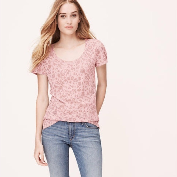 Loft Floral Burnout Tee Shirt