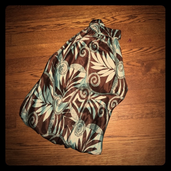 Blue and Brown Printed Halter