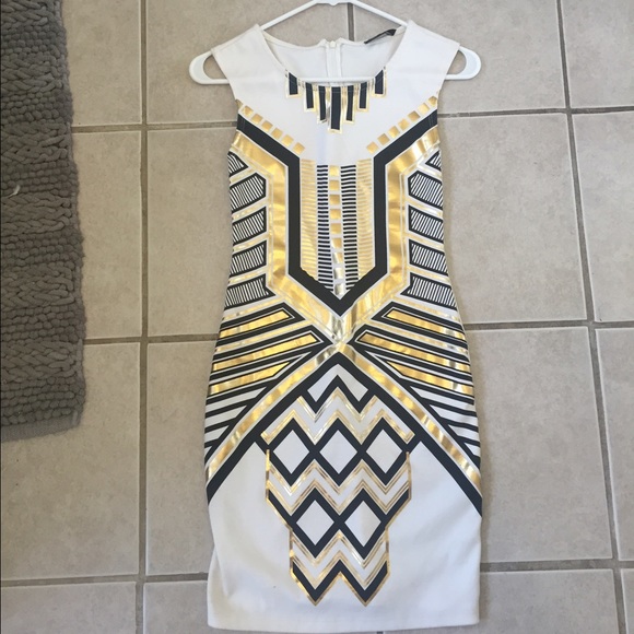 Metallic Geometric Print Dress