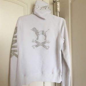 White & Silver VS Pink Hoodie w/rhinestones